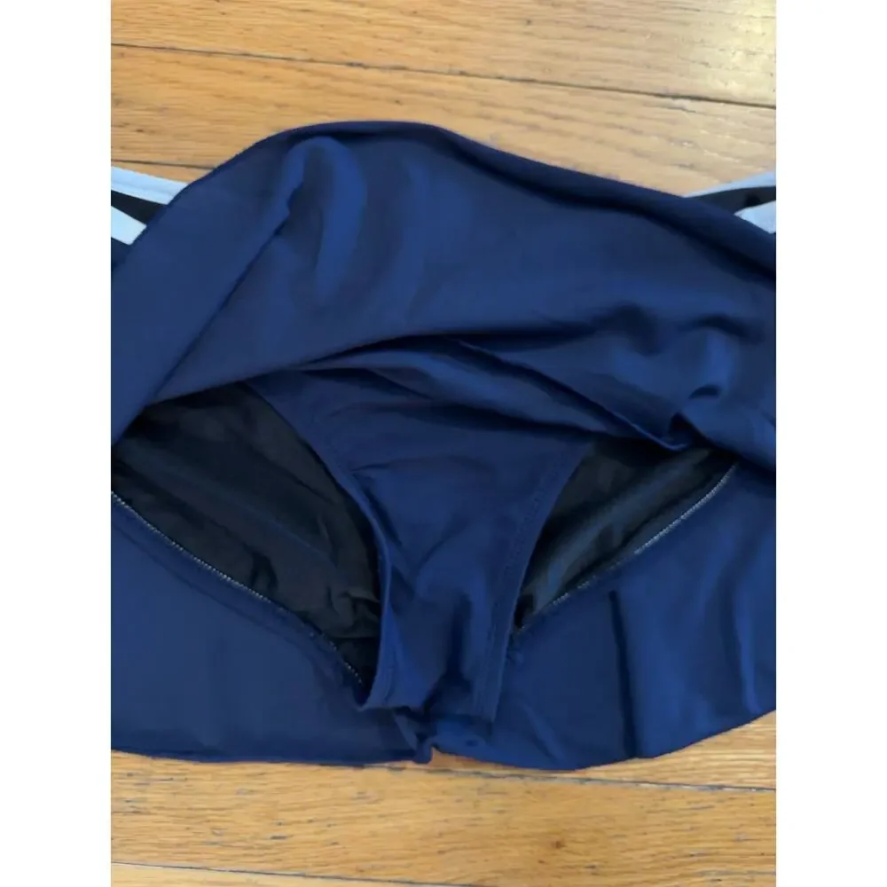 Isaac Mizrahi for Target Swim Skirt Skort Navy White Women’s L Bikini Bottom